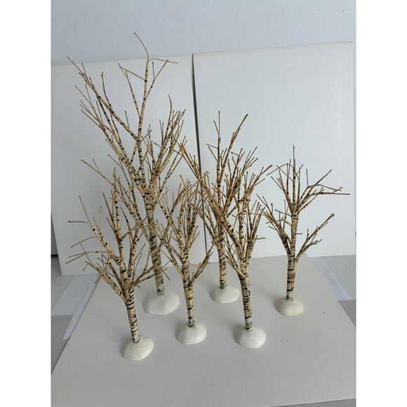 Dept. 56 Christmas Tree Village Winter Birch Trees Set of 8 Box Various Sizes - Picture 1 of 8